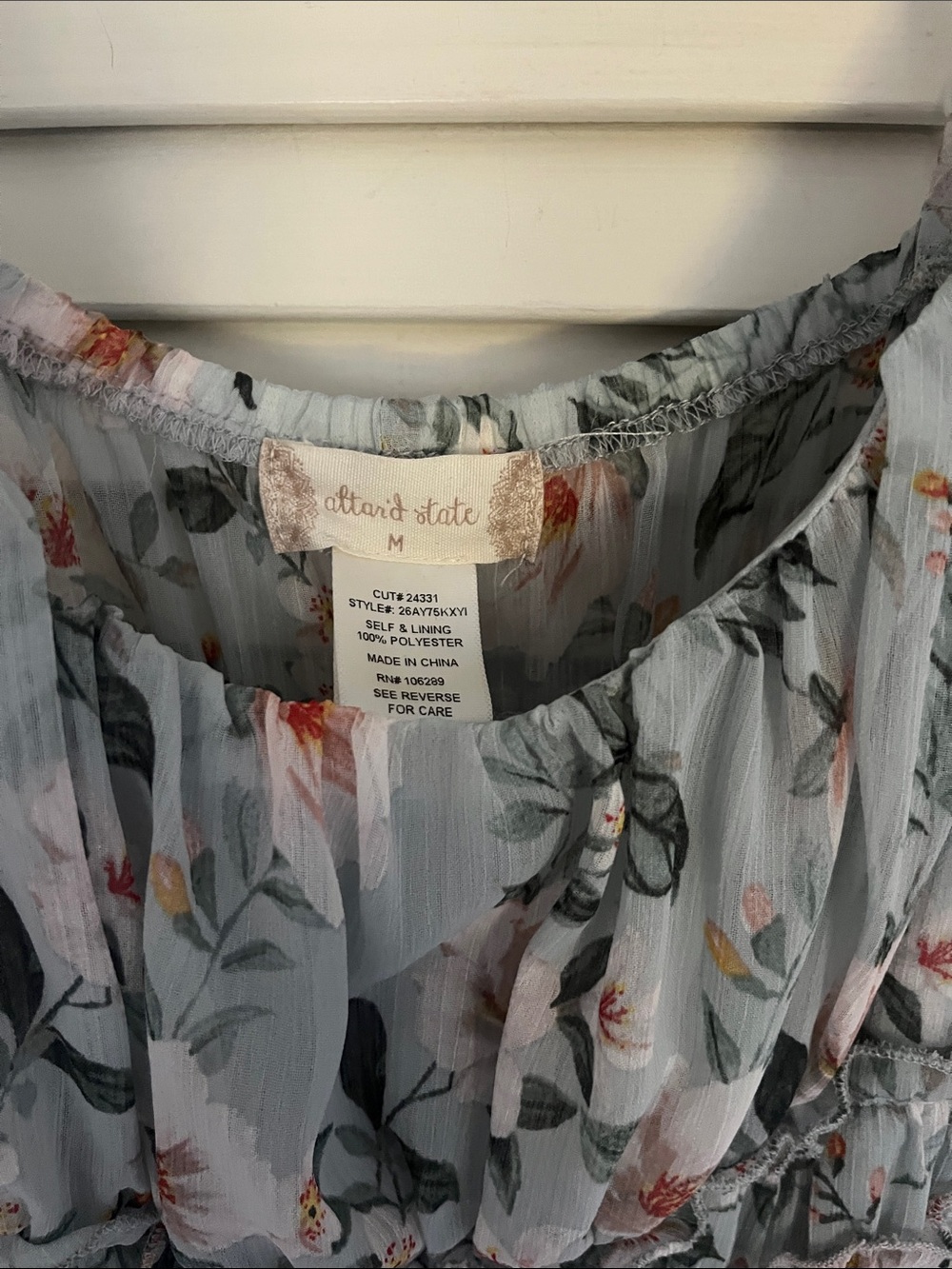 Altar'd State Light Blue Floral Peasant Dress